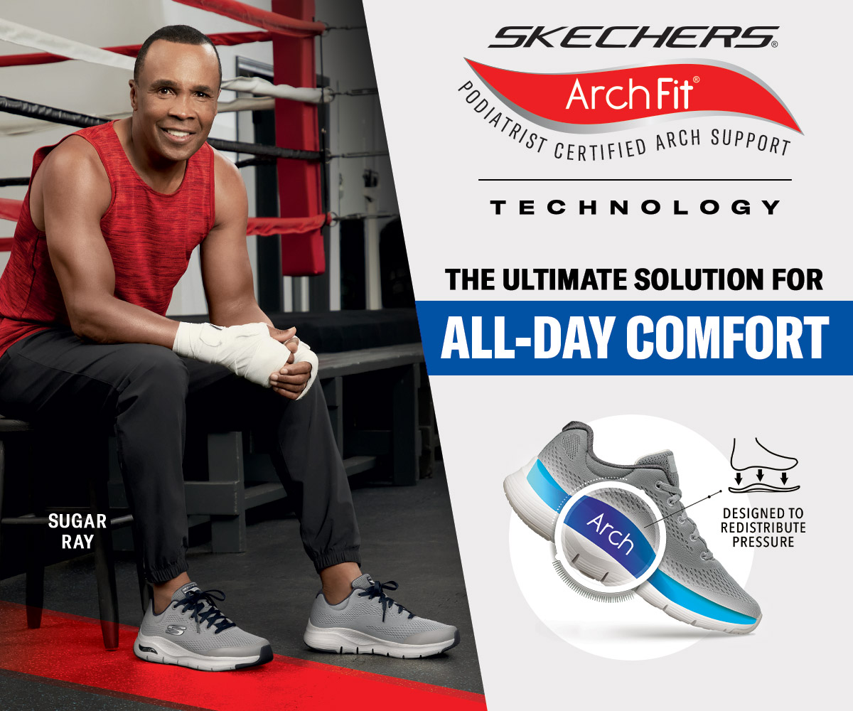 Sugar Ray wearing Arch Fit Skechers sneakers.