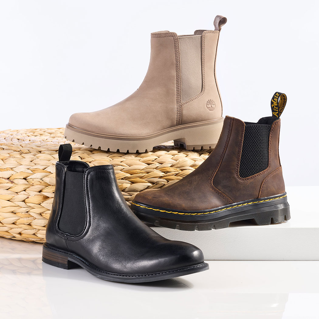 Franco Fortini Glory Men's Chelsea Boot, Timberland Carnaby Cool Women's Chelsea Boot, Dr. Martens Embury Women's Chelsea Boots