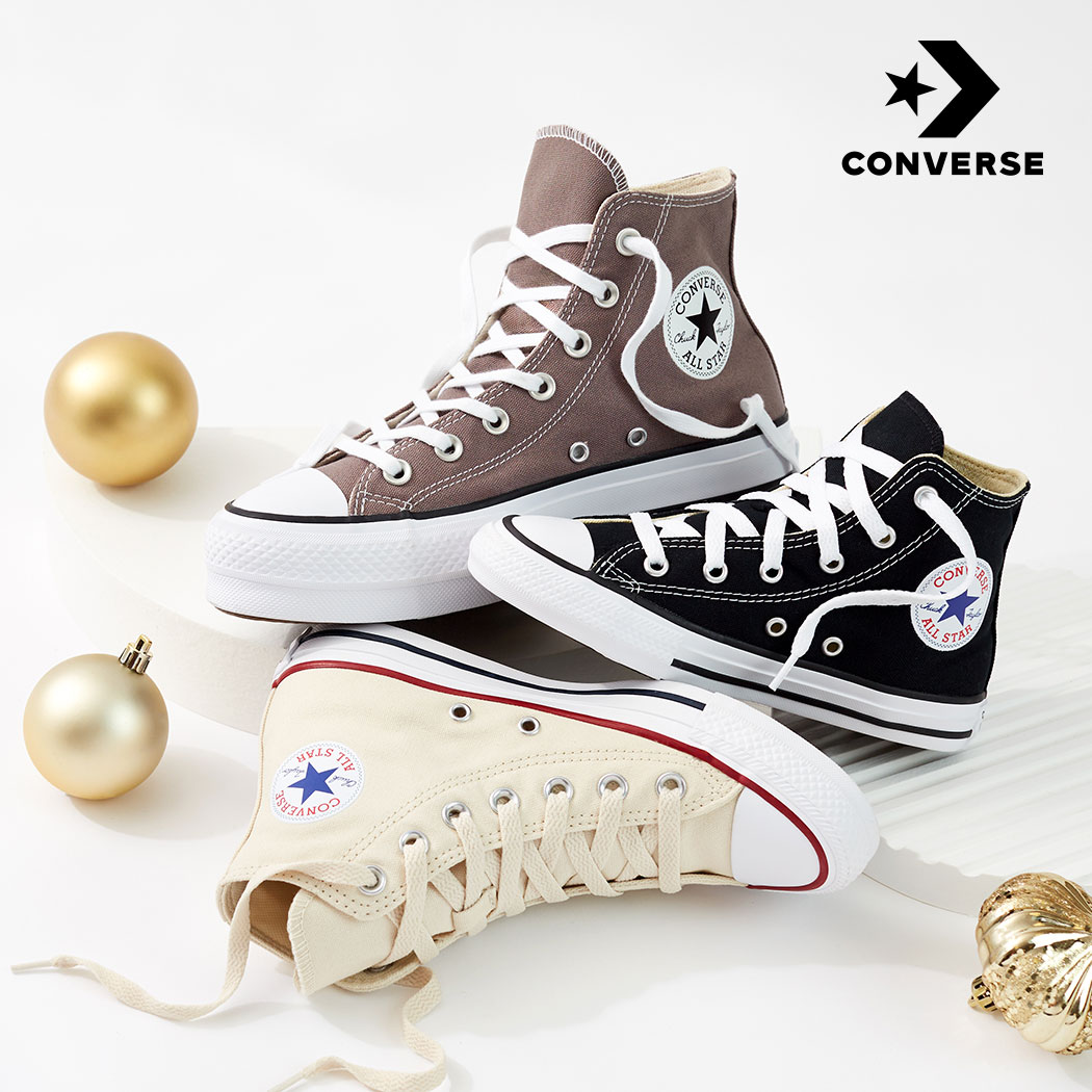 Off White Converse Chuck Taylor High Top Women's Sneaker, Black Converse Chuck Taylor High Top Women's Sneaker, Light Brown Converse Chuck Taylor High Top Women's Sneaker